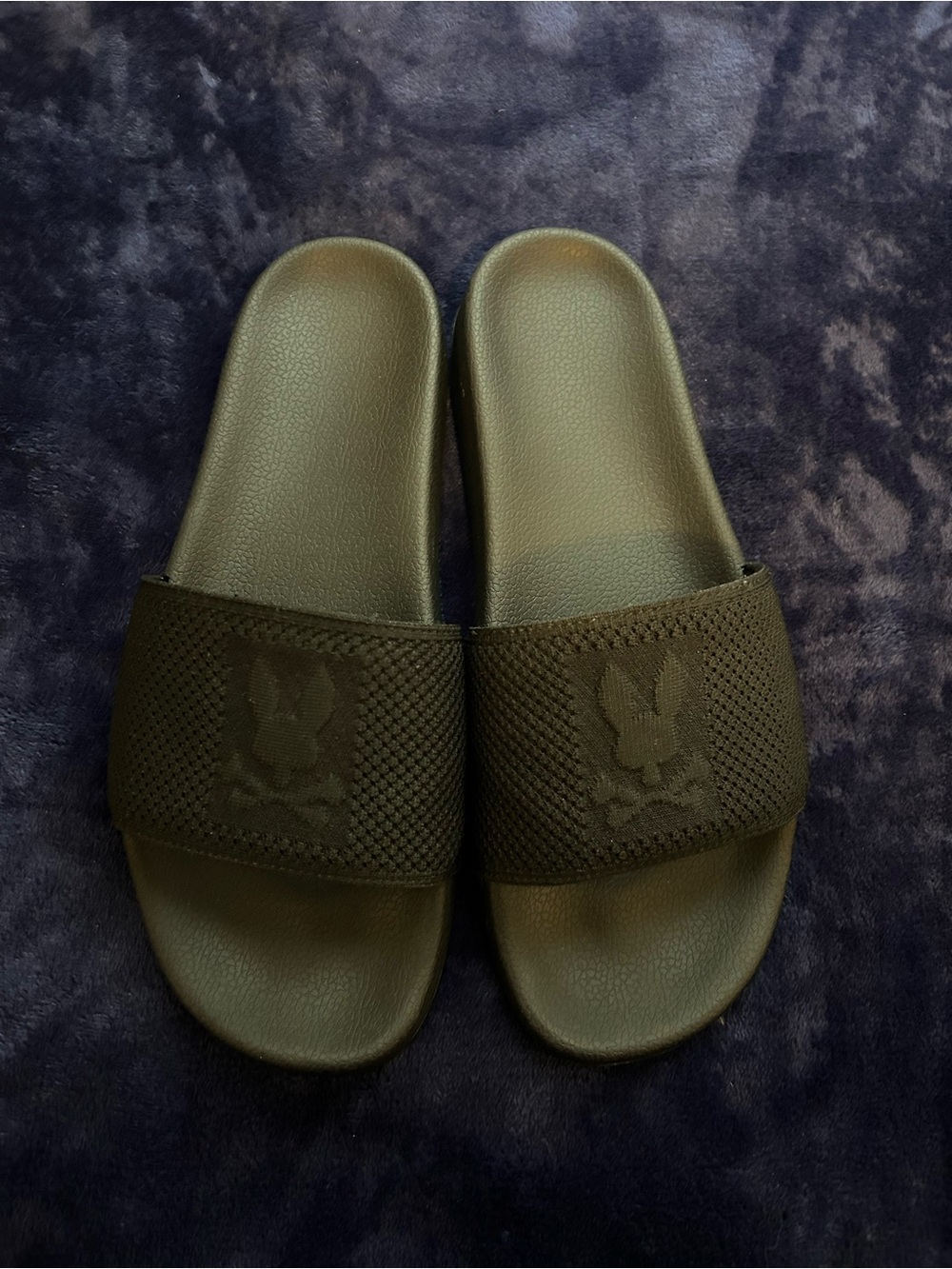 Psycho Bunny  Men's Black Slide Sandals - Breathable Mesh Strap